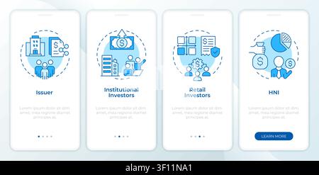 IPO participants soft blue onboarding mobile app screen Stock Vector