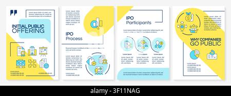 Initial public offering blue and yellow brochure layout Stock Vector