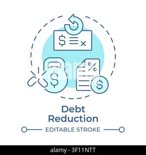 Debt reduction soft blue concept icon Stock Vector