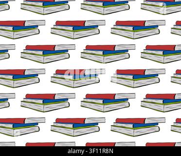 books student School seamless pattern colored hand drawn illustration. Vector graphic line ink art. study supplies For poster, invitation, backdrop, a Stock Vector