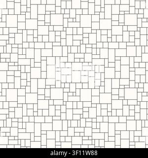 Vector geometric structure squared mosaic pattern. Outline creative brick background. Monochrome endless unusual beige wall print Stock Vector