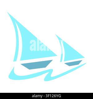 Minimalist sailboat symbol vector with clean geometric shapes and a modern nautical style. Perfect for marine branding, travel themes, sailing clubs, Stock Vector