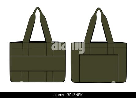 Tote bags vector template technical drawing. Stock Vector