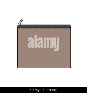 Zipper pouch bag flat drawing vector design mockup template. Stock Vector