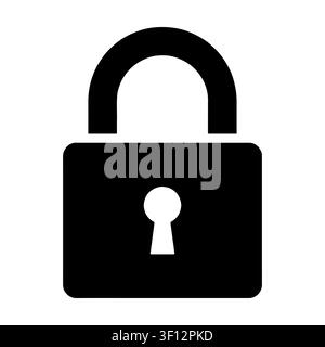 Closed padlock silhouette icon isolated on white background. Black symbol of security, privacy, and protection.  Stock Vector