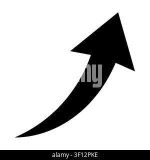 Simple minimalist black swoosh arrow pointing up right illustration.  Stock Vector