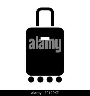 Minimalist black rolling luggage icon monochrome logo design for tourism app.  Stock Vector