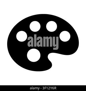Artist palette silhouette icon isolated on white background. Black symbol of painting and fine art.  Stock Vector
