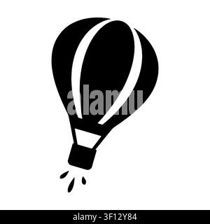 Hot air balloon silhouette icon illustration isolated on white background.  Stock Vector