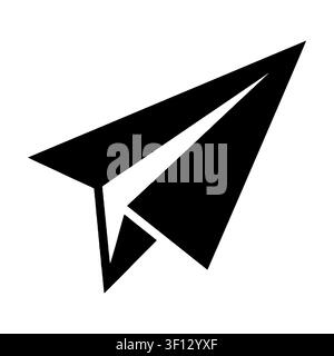 Paper plane silhouette icon monochrome graphic symbol for message and send button.  Stock Vector