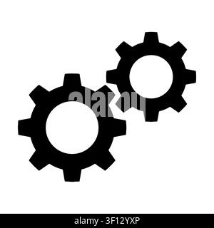 Two interlocking gears icon isolated on white background.  Stock Vector