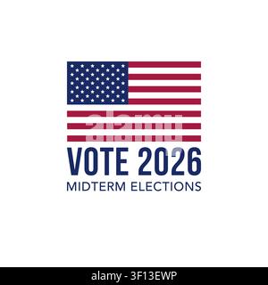 American Flag Vote 2026 Midterm Elections Minimal Typography Poster Vector Illustration Stock Vector