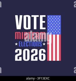 Vote Midterm Elections 2026 Patriotic Poster Typography Vector Illustration Stock Vector