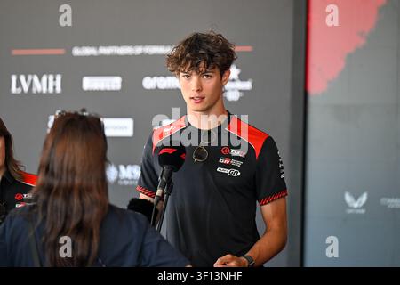 United Kingdom, Silverstone, 2nd July 2026, Oliver Bearman, Haas, during the F1 Media Day, Copyright Marco Talluto Stock Photo