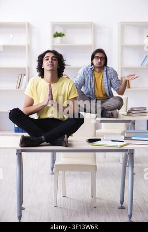 Two male students in the classroom Stock Photo