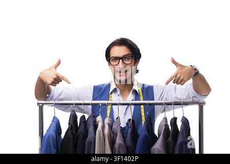 Young tailor isolated on white Stock Photo