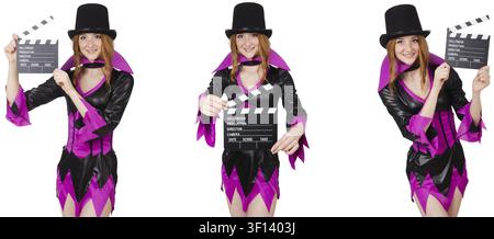 Beautiful woman with clapper board Stock Photo