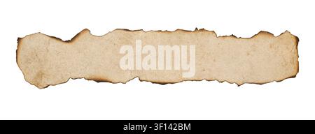 Empty Old Parchment with Burned Edges Isolated on White Background Stock Photo
