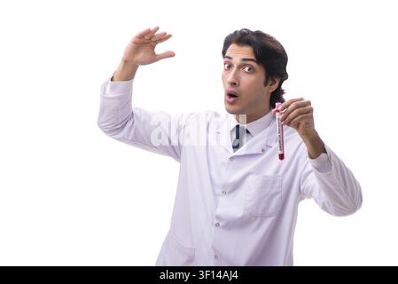 Young chemist isolated on white background Stock Photo