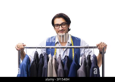 Young tailor isolated on white Stock Photo