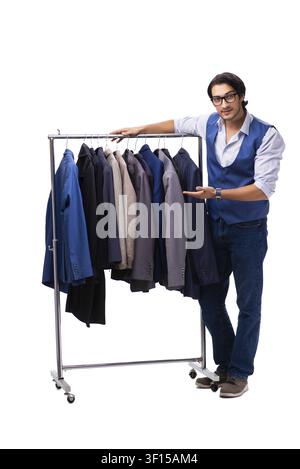 Young tailor isolated on white Stock Photo