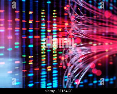 AI and genetic research, conceptual image. AI data being used to analyse genetic information. Stock Photo