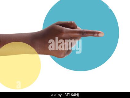 Person pointing to the right. Stock Photo