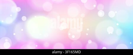 Abstract rainbow background with large bokeh and colorful confetti Stock Vector