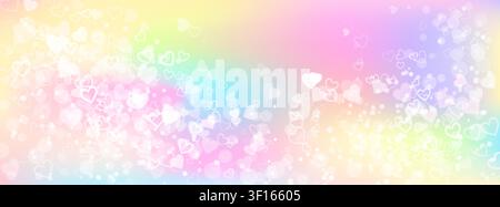 Pastel unicorn glitter background with watercolor clouds and fairy elements Stock Vector