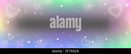 Princess rainbow frame with holographic glitter on transparent background Stock Vector