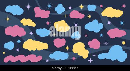 Shape cloud, figure in an abstract and organic style, with comic elements, soft blobs. Stock Vector
