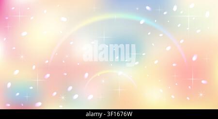 Dreamy Pastel Rainbow Gradient Background With Sparkles Stock Vector