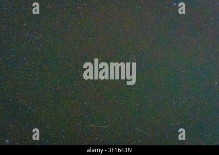 A close up view of a dark green textured surface featuring fine shimmering glitter particles and grain. Stock Photo