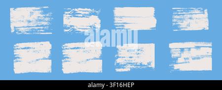 Linocut print with grunge ink texture and rough roller marks creates an authentic printmaking frame. Set vintage rectangle borders. Wide stripes rough textures. Vector illustration Stock Vector