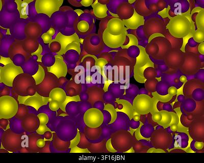 abstract artwork featuring spheres in yellow purple brown tones useful as a background Stock Photo