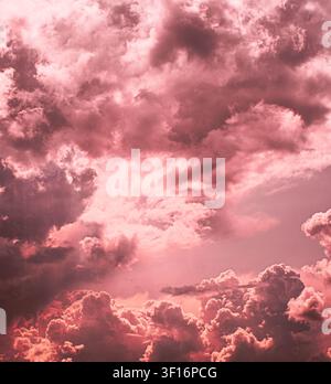 Dramatic pink and red cloudy sunset sky Stock Photo