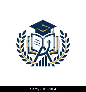Comprehensive Academic Compass and Growth Metric Crest Stock Vector