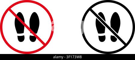 No Footprints Prohibition Sign Icon Set. Forbidden Footsteps Warning And Restriction Symbol Collection. Stop And Ban Notice. Isolated Vector Stock Vector