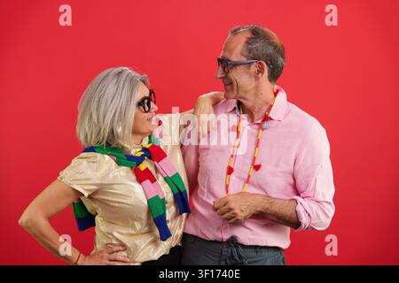 Mature couple smiling enjoying active positive longevity Stock Photo