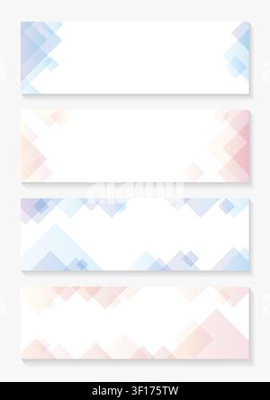 Abstract Background Set With Geometric Pastel-Color Patterns And Text Space. Vector Illustration. Stock Vector