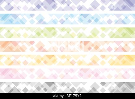 Set Of Seven Vector Seamless Abstract Borders Isolated On A White Background. Horizontally Repeatable. Stock Vector