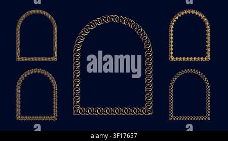 Rectangle Vintage Frames Set Isolated On A Dark Background. Vector Illustration. Stock Vector