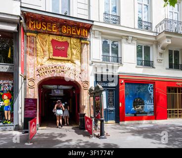 Facade of the Grevin Museum in Paris, France, a wax museum opened in 1882 on the Grands Boulevards, which shows wax reproductions of famous people. Stock Photo