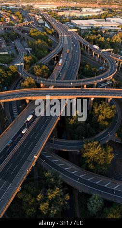 Vertical aerial drone view of the multi-level Gravelly Hill Interchange in Birmingham Stock Photo