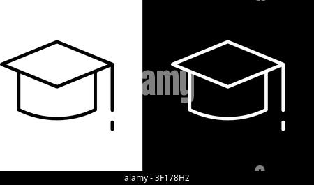 Graduation Cap Line Icon Set. Academic Achievement And Education Symbol Collection. University And College Success. Editable Stroke. Isolated Vector Stock Vector