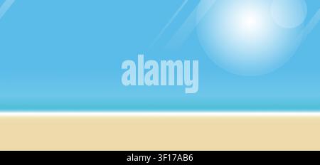 Seamless Vector Summer Background Illustration With Sandy Beach, Blue Sky, And The Ocean. Horizontally Repeatable. Stock Vector