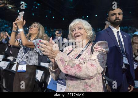 The Netherlands, 2025-09-06 17:24:01 Birmingham, UK – September 6, 2025: Archive photograph of British politician, author and broadcaster Ann Widdecombe attending the Reform UK Party Conference in Birmingham. Widdecombe, a former Conservative minister, Brexit Party MEP and Reform UK spokesperson, died on 9 July 2026, aged 78, after being found with serious injuries at her home in Haytor, Devon. Devon and Cornwall Police launched a murder investigation and, on 10 July 2026, arrested a 26-year-old man from Newton Abbot on suspicion of murder. Police said there is no indication the incident was p Stock Photo