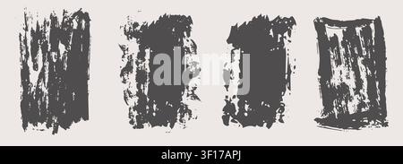 Linocut print with grunge ink texture and rough roller marks creates an authentic printmaking frame. Set vintage rectangle borders. Wide stripes rough textures. Vector illustration Stock Vector