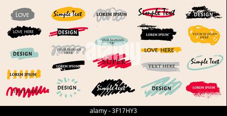 Underline highlight hand drawn uchalk for text. Handwriting collection of border brush, pencil and crayon frames strokes. Vector memo scrawls. Bubble Stock Vector