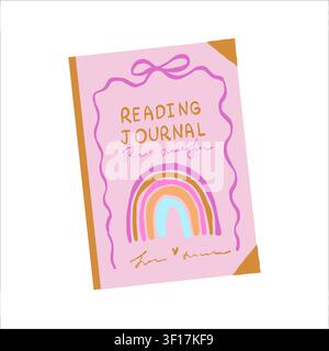 Vector illustration of a book with a beautiful cover. Reading journal, diary. Flat-style clipart on a white background. Library. Reading for women. Stock Vector